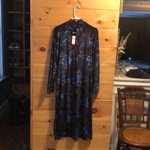 Anthropologie Dress blue floral pattern M
